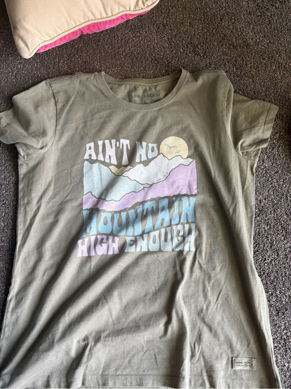Life Is Good Olive Green Mountain Graphic Tee